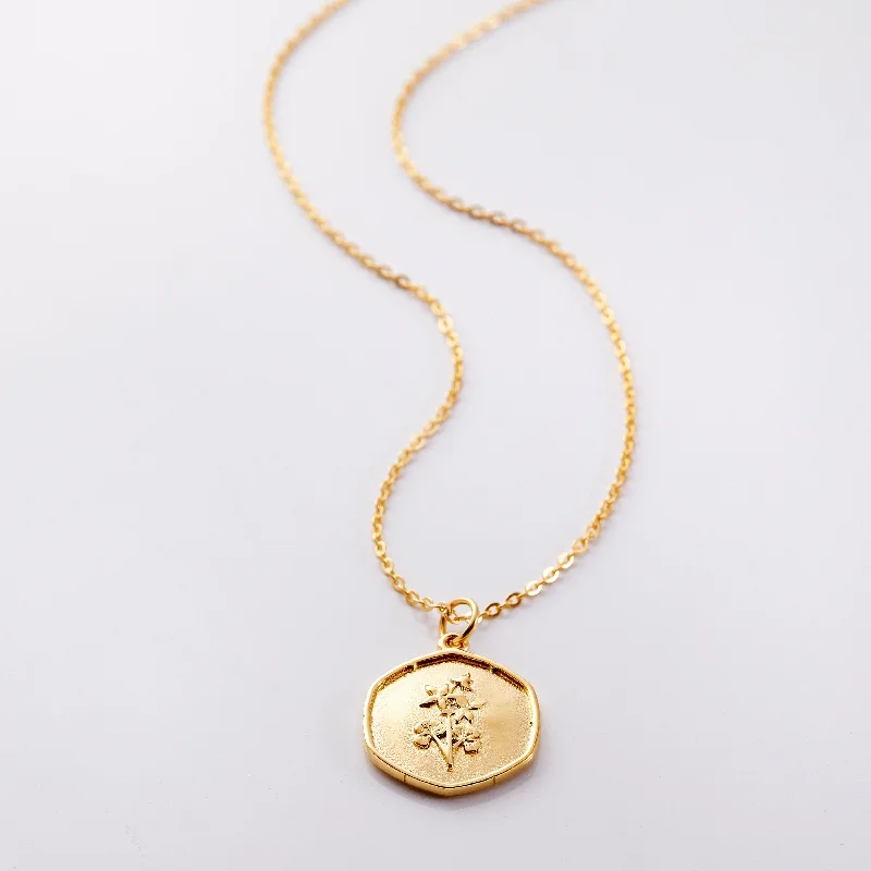 Layered Gold Pendant July | Birth Flower Necklace