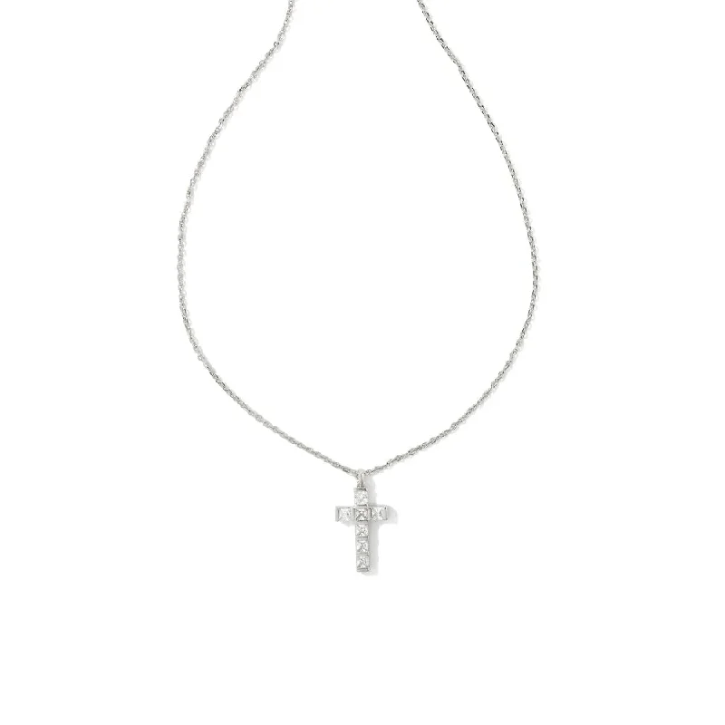 Kendra Scott Gracie Cross Pendant Necklace in Rhodium