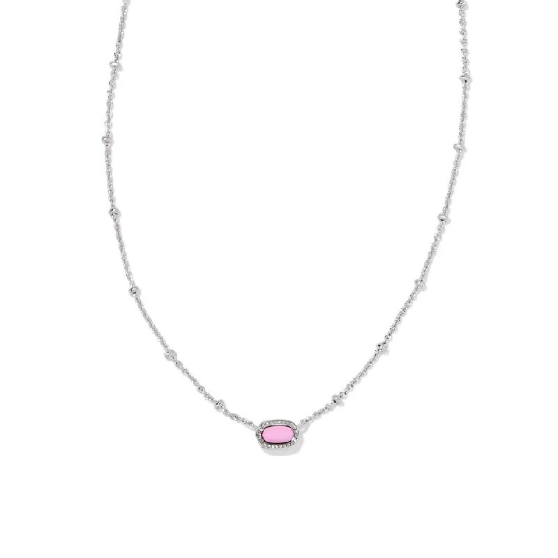 Kendra Scott Mini Elisa Pendant Necklace - Rhodium Fuchsia Magnesite