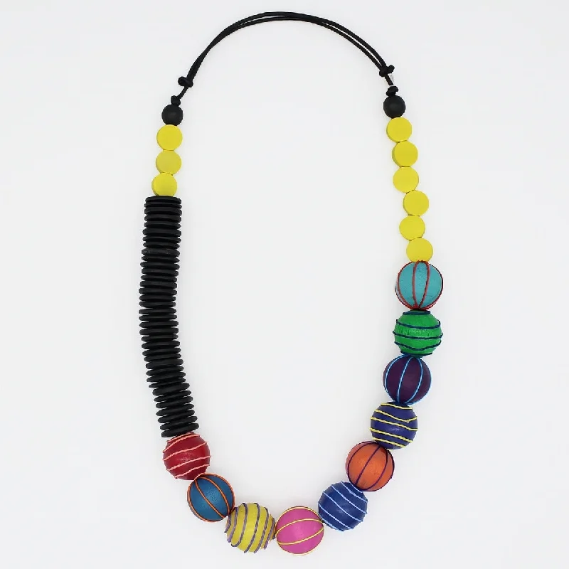 Silver Layered Necklace Multi-Color Anaya Wrapped Bead Necklace