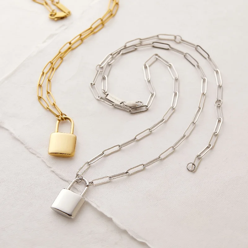 Emerald Cut Earrings Padlock Necklace