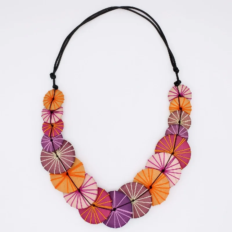 Herringbone Gold Chain Purple Azalea Necklace