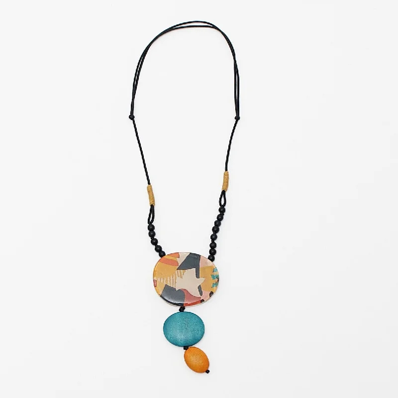 Handcrafted Gold Bracelet Teal and Orange Ainsley Pendant Necklace