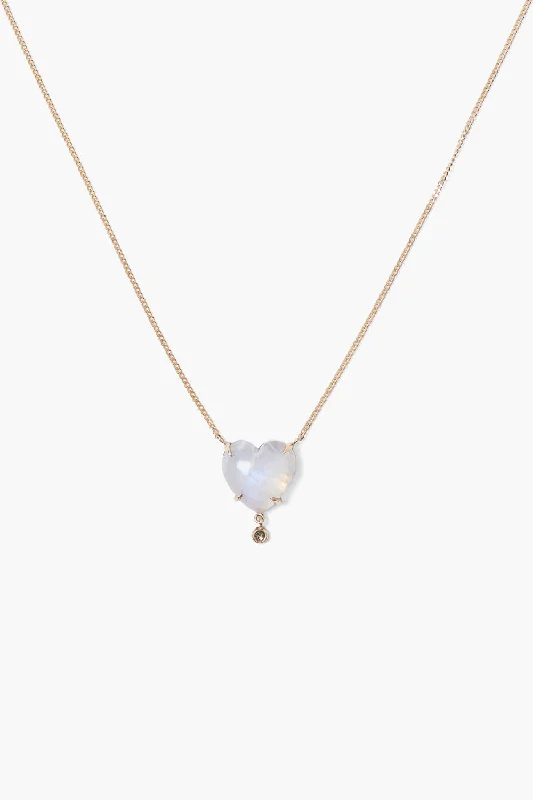 14k Heart Necklace Moonstone