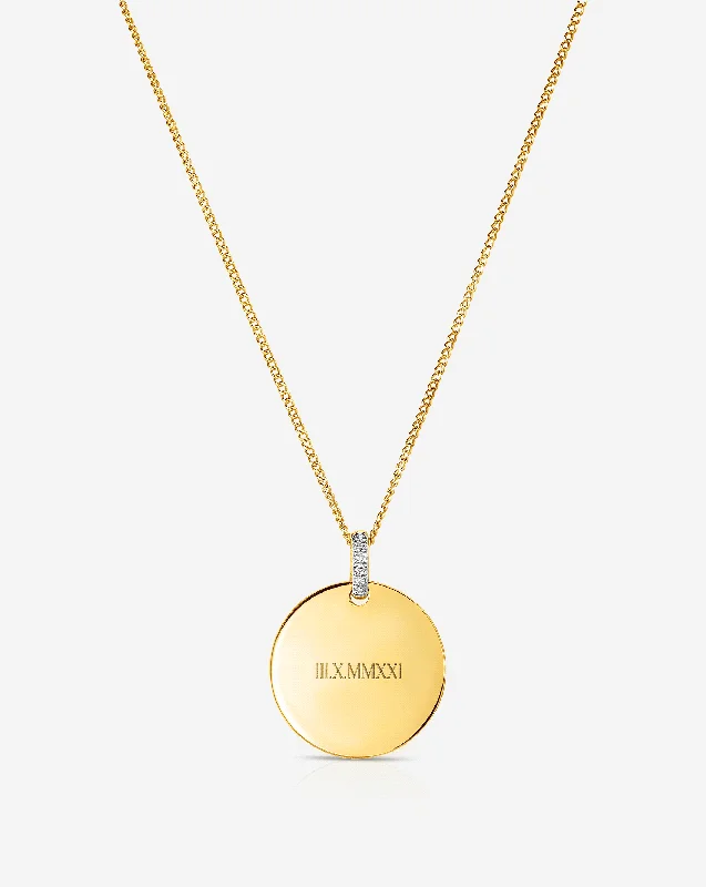 Engravable Round Pendant Necklace