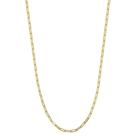 Gold Plated Silver 3mm Paperclip Chain Necklace