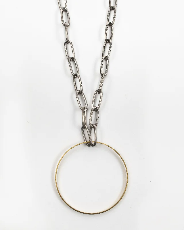 Kit Kat Paperclip Chain Circle Necklace