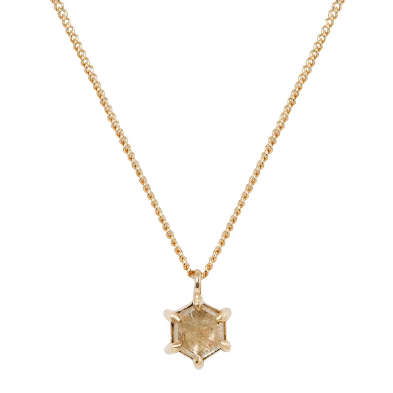 Small Yellow Quartz Hexagon Necklace