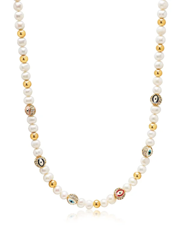 Women's Evil Eye Pearl Necklace