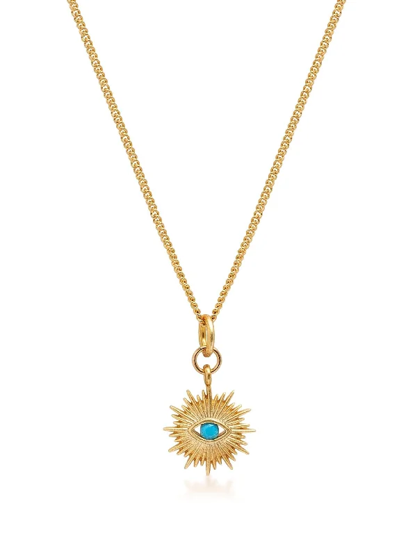 Gold Necklace with Mini Evil Eye Pendant