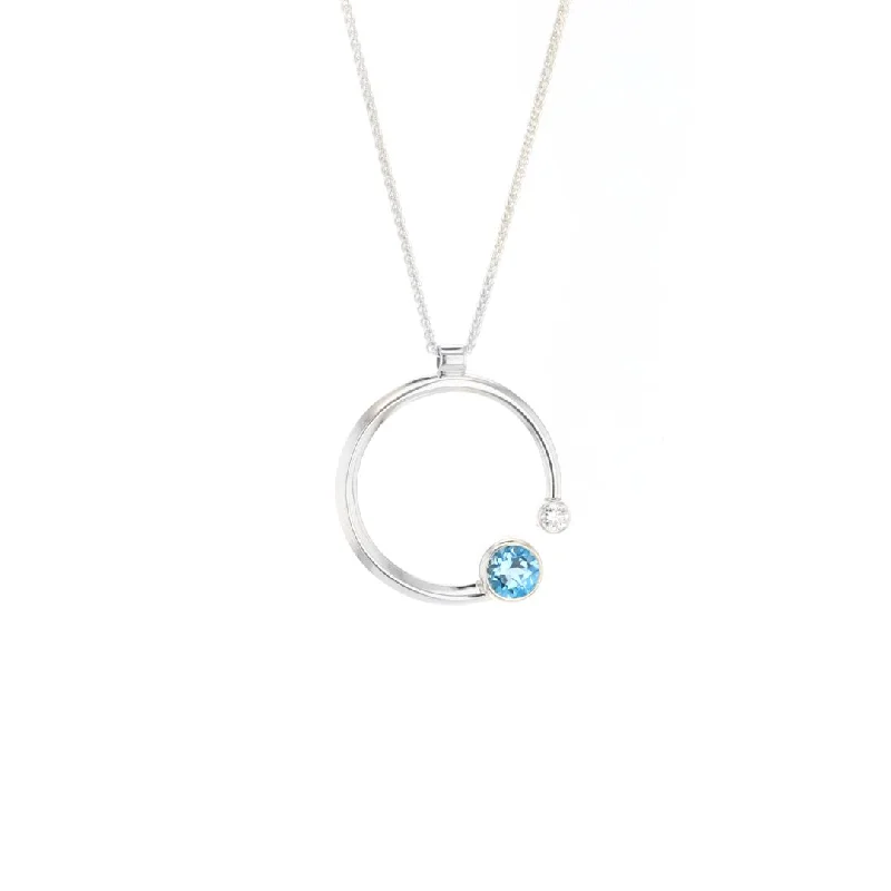 Blue Topaz & Diamond Sterling Silver Necklace