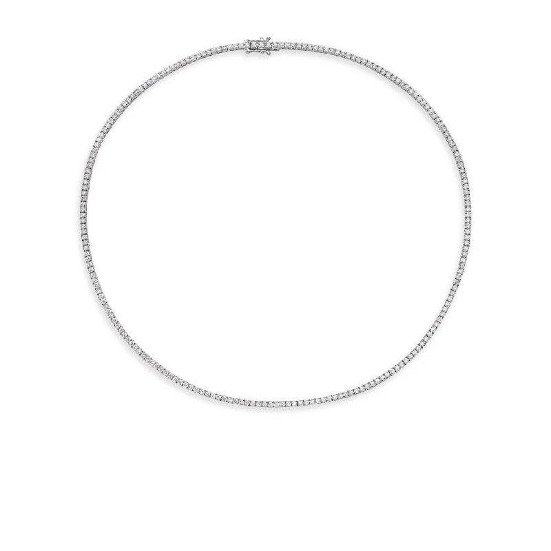 Diamond Tennis Necklace (5.50 ct.) 2.00 mm 4-Prongs Setting in 14K Gold, Made in Italy