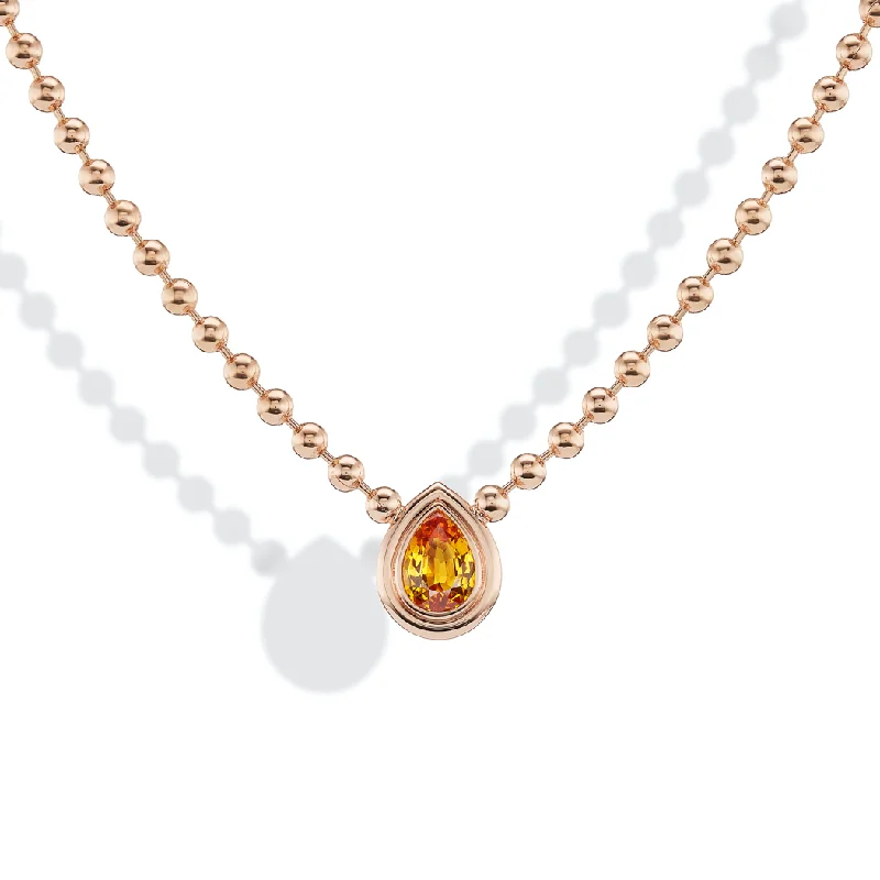 Mandarin Garnet Double Bubble Bezel Necklace