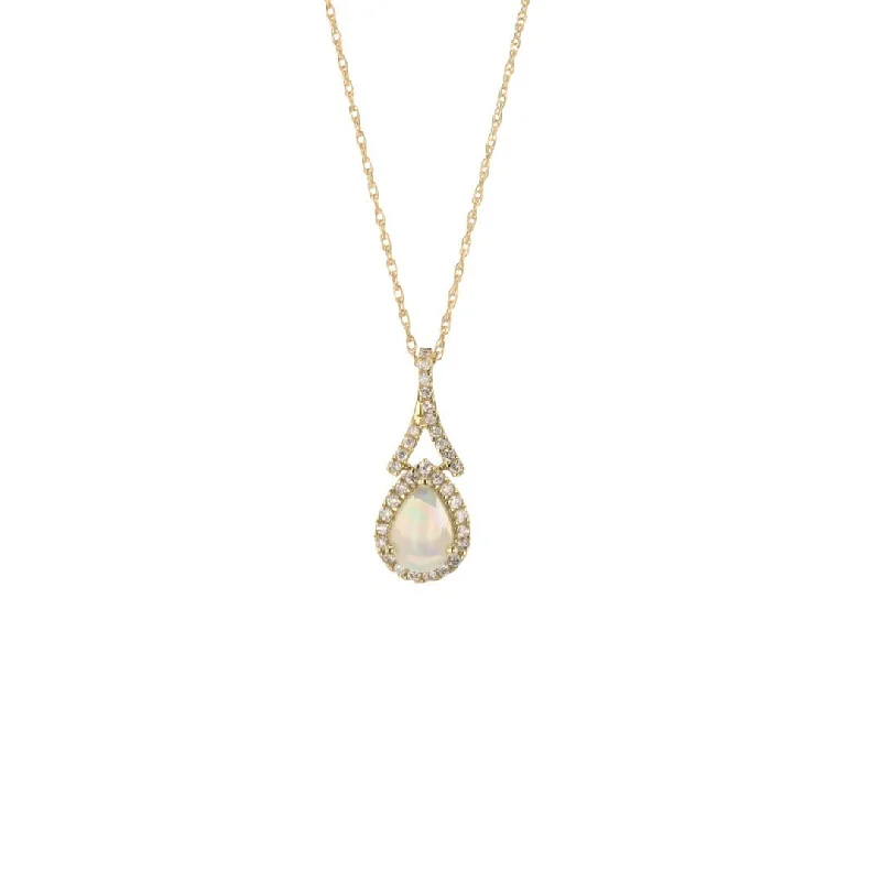 Opal & Diamond Pendant Necklace