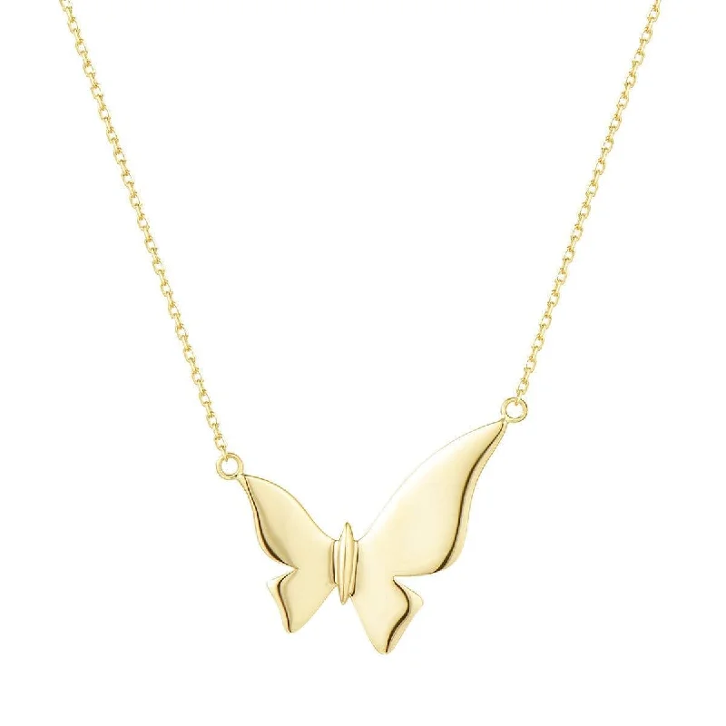 Geometric Silver Earrings "Bright Tango" Butterfly 14K Yellow Gold Necklace