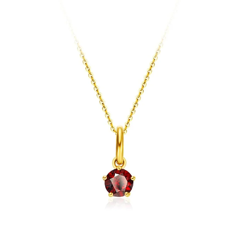 Ruby Tennis Bracelet FANCIME Delicate January Birthstone Garnet 18K Yellow Gold Necklace