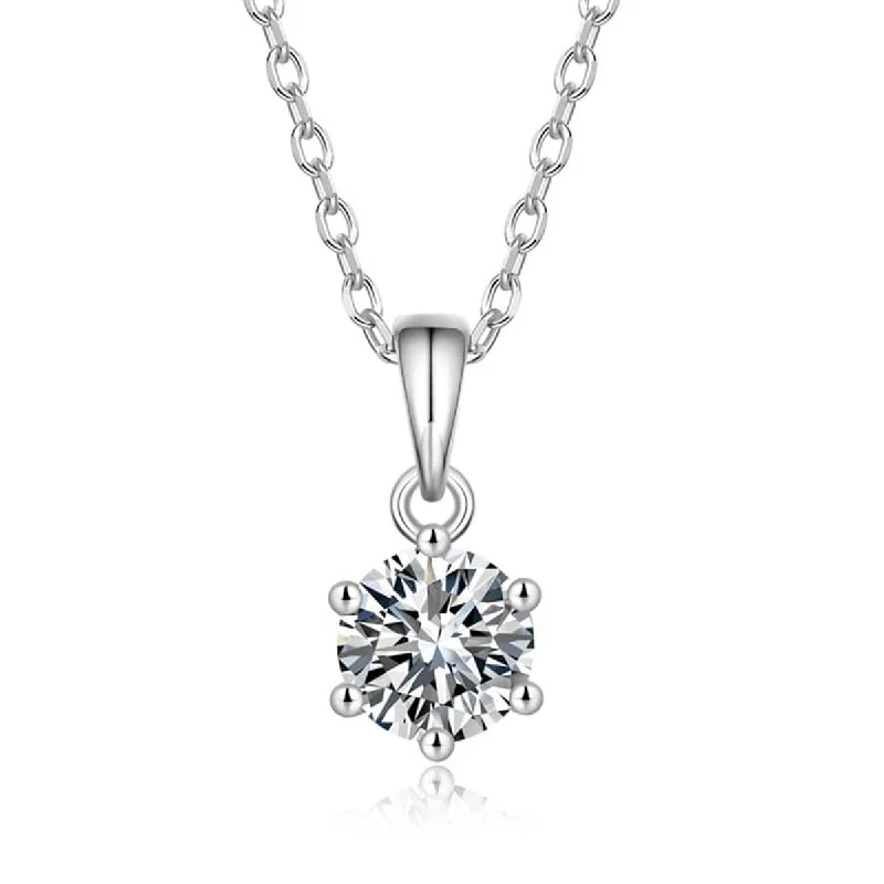 White Gold Chain FANCIME Moissanite Flower Six Prong Sterling Silver Necklace