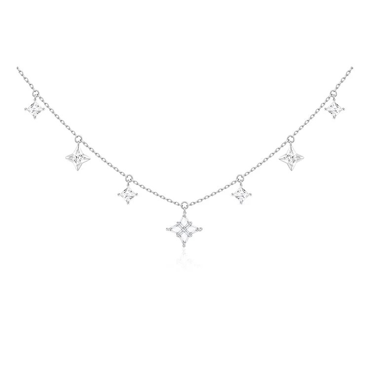 Natural Gemstone Jewelry FANCIME "Starlit Dream" Sparkling Sterling Silver Drop Necklace