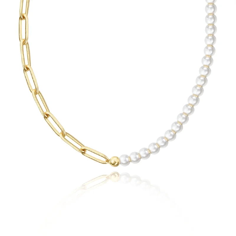 Three-Stone Diamond Ring FANCIME “Elysian Elegance” Sterling Silver Shell Bead Chain Necklace