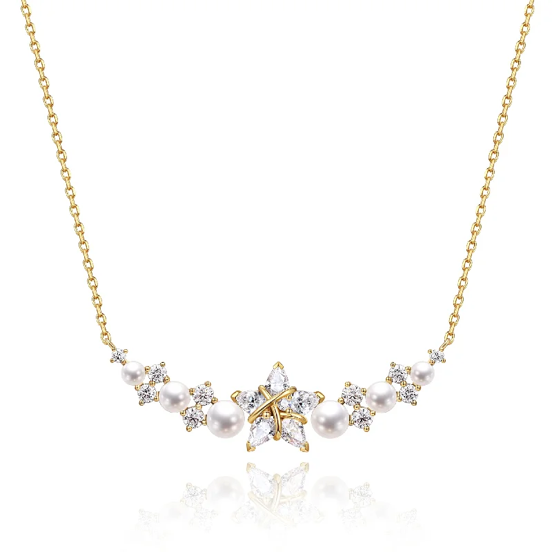 Round Cut Diamond FANCIME "Vega Whisper" Twinkling Star Alpha Lyrae Sterling Silver Necklace