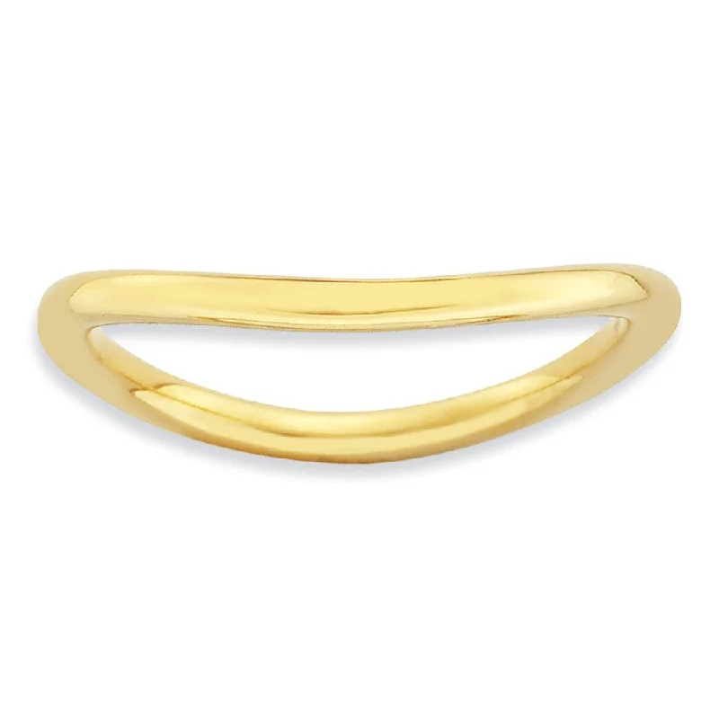 1.5mm Stackable 14K Yellow Gold Plated Silver Curved Smooth Band