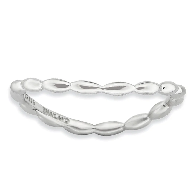 1.5mm Stackable Sterling Silver Curved Rice Bead Band