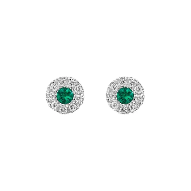 Bar Gold Bracelet 14k Emerald & Diamond Stud Earrings