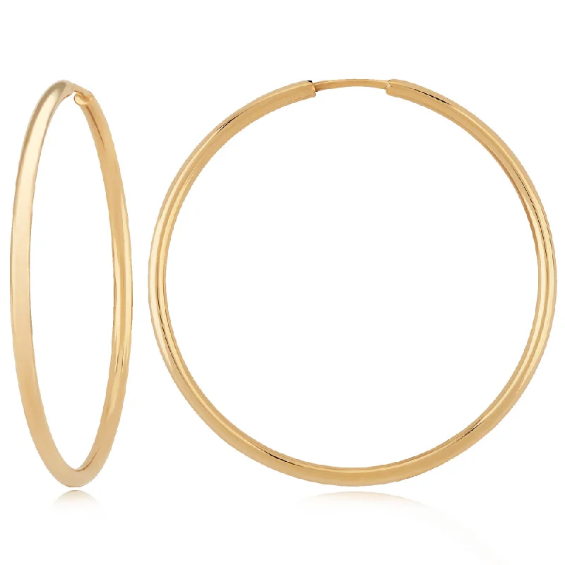 Round Cut Diamond 14k Gold Endless Hoop Earrings