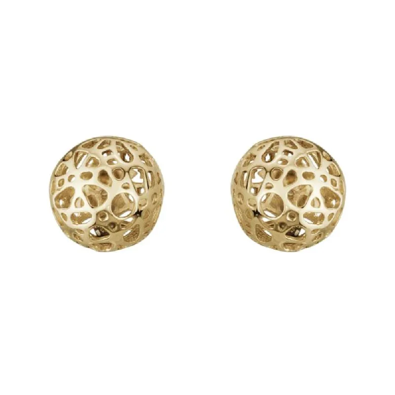 Silver Layered Necklace 14k Gold Open Work Ball Stud Earrings