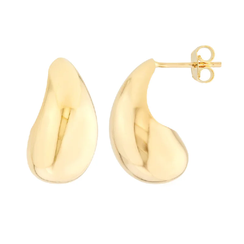 Chunky Hoop Earrings 14k Gold Teardrop Dome Earrings