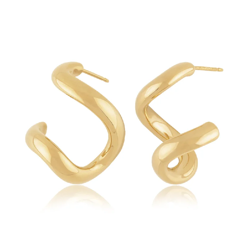 Dainty Minimalist Jewelry 14k Yellow Gold Freeform Twist Drop Earrings