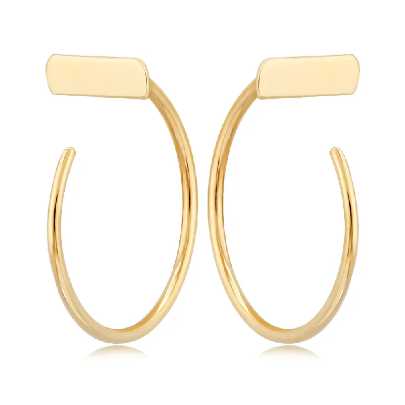 White Gold Chain 14k Yellow Gold Hoop with Bar Top