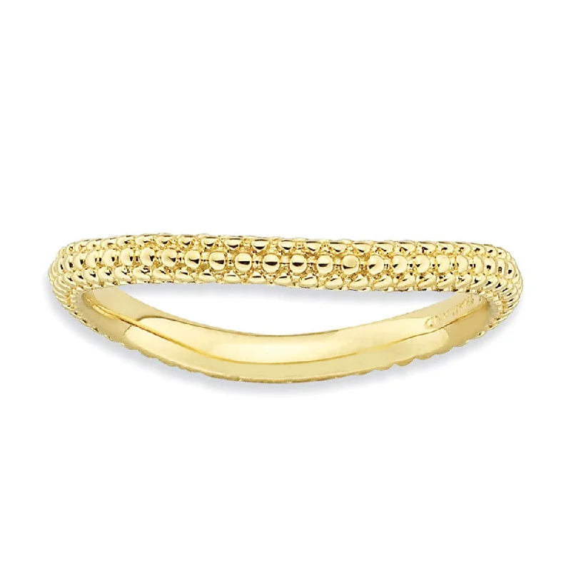 2.25mm Stackable 14K Yellow Gold Plated Silver Curved Band