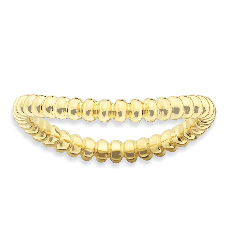 2.25mm Stackable 14K Yellow Gold Plated Silver Curved Beaded Band