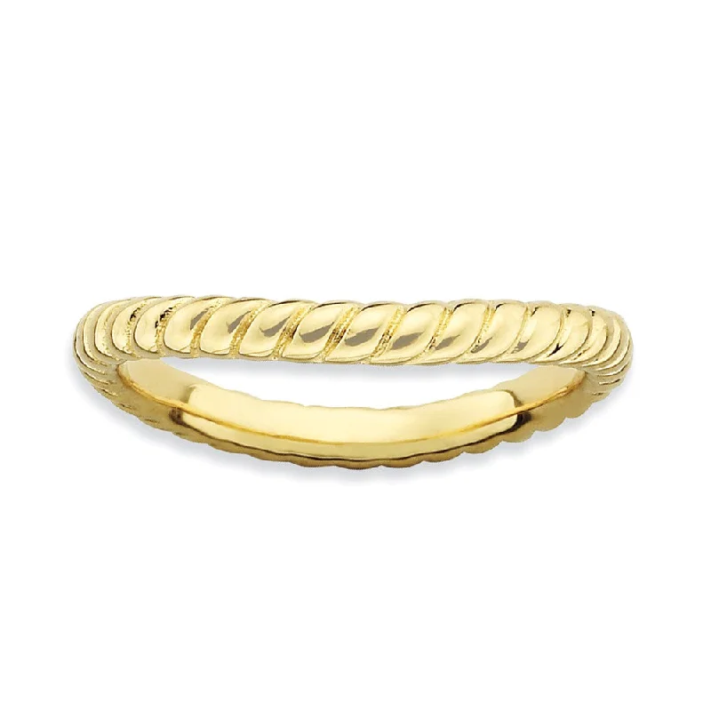 2.25mm Stackable 14K Yellow Gold Plated Silver Curved Rope Band