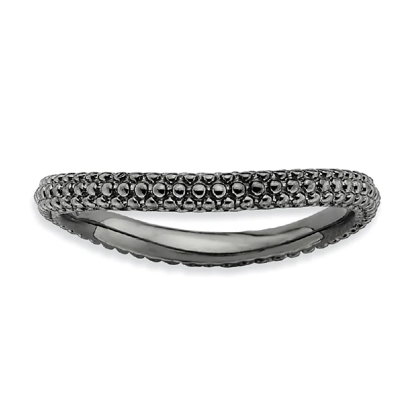 2.25mm Stackable Black Plated Silver Curved Band