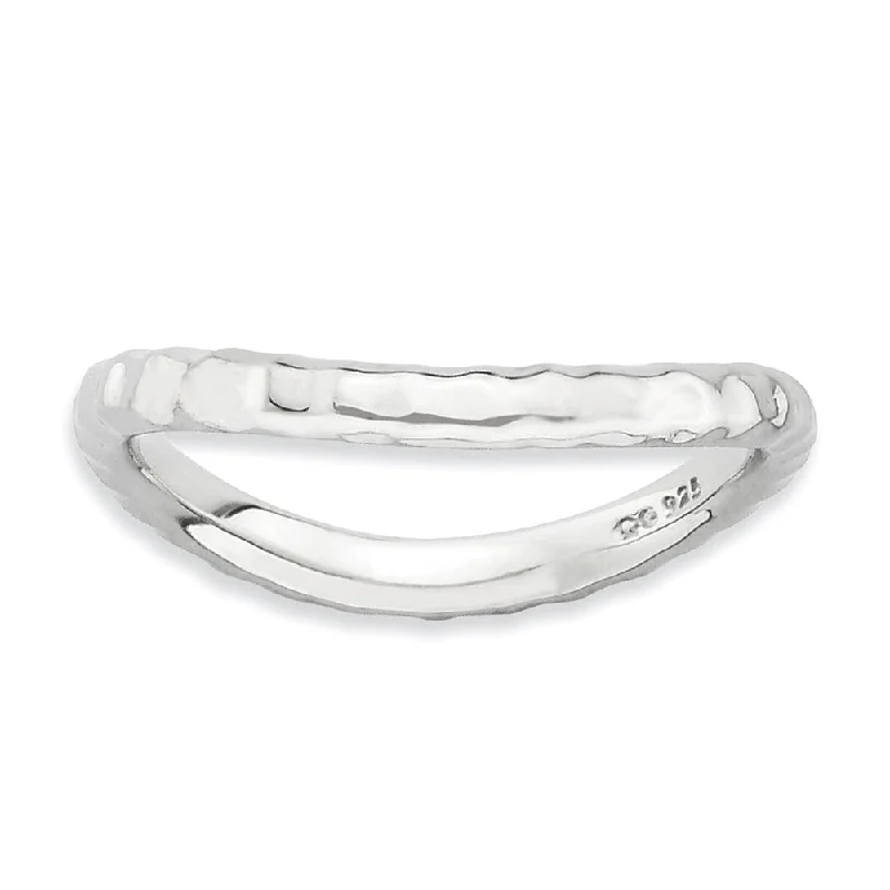 2.25mm Stackable Sterling Silver Curved Hammered Band