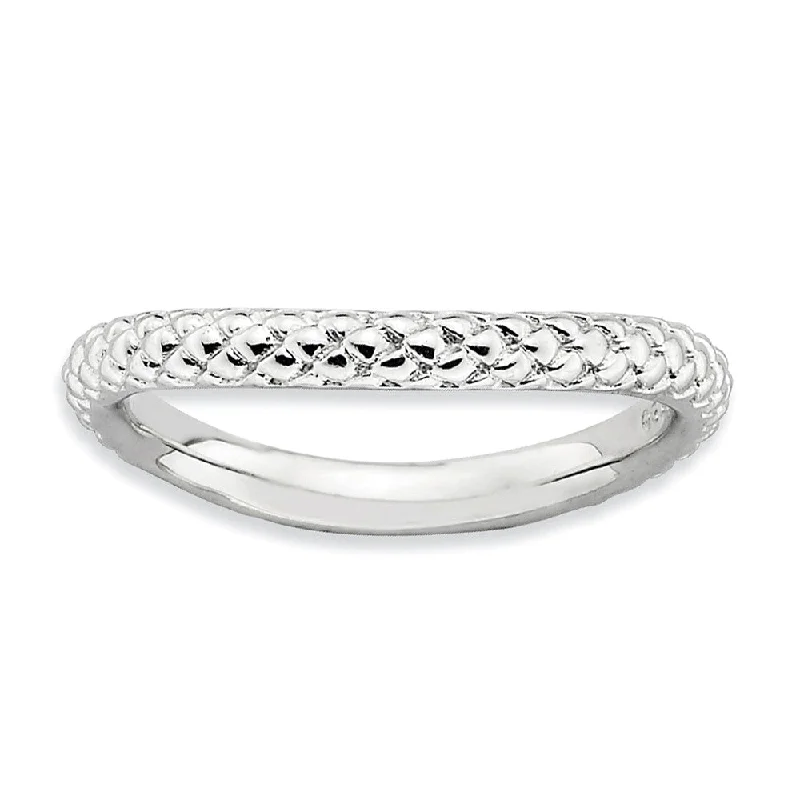 2.25mm Stackable Sterling Silver Curved Textured Band