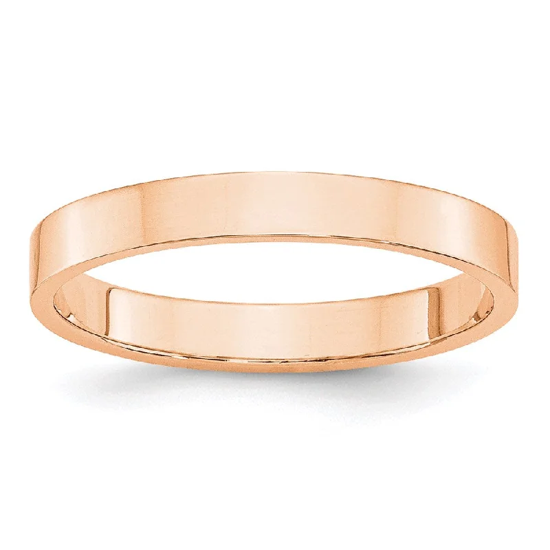 3mm 10K Rose, White, or Yellow Gold Lightweight Flat Standard Fit Band