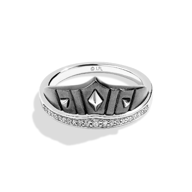 AHSOKA TANO™ WOMEN'S RING 1/10 CT.TW. Diamonds, Sterling Silver and Black Rhodium