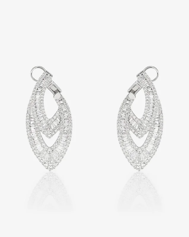 Starburst Diamond Pendant Art Deco Earrings