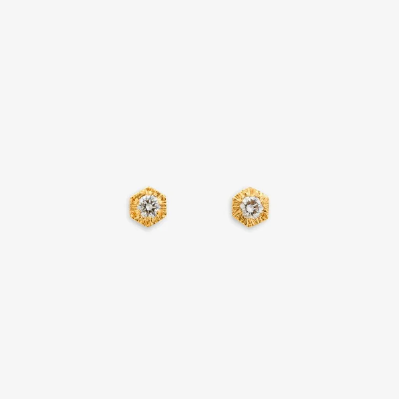 Baby White Diamond Hexagon Studs