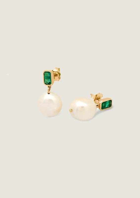 Opal Drop Earrings Baroque Pearl Drop Earrings Emerald