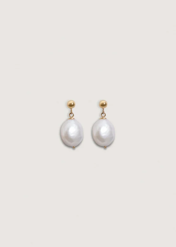 Emerald Cut Earrings Baroque Pearl Drop Earrings