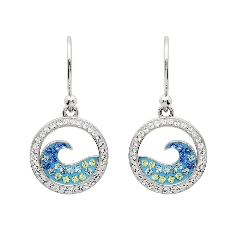 Blue Wave Drop Earrings With Aqua Swarovski® Crystals