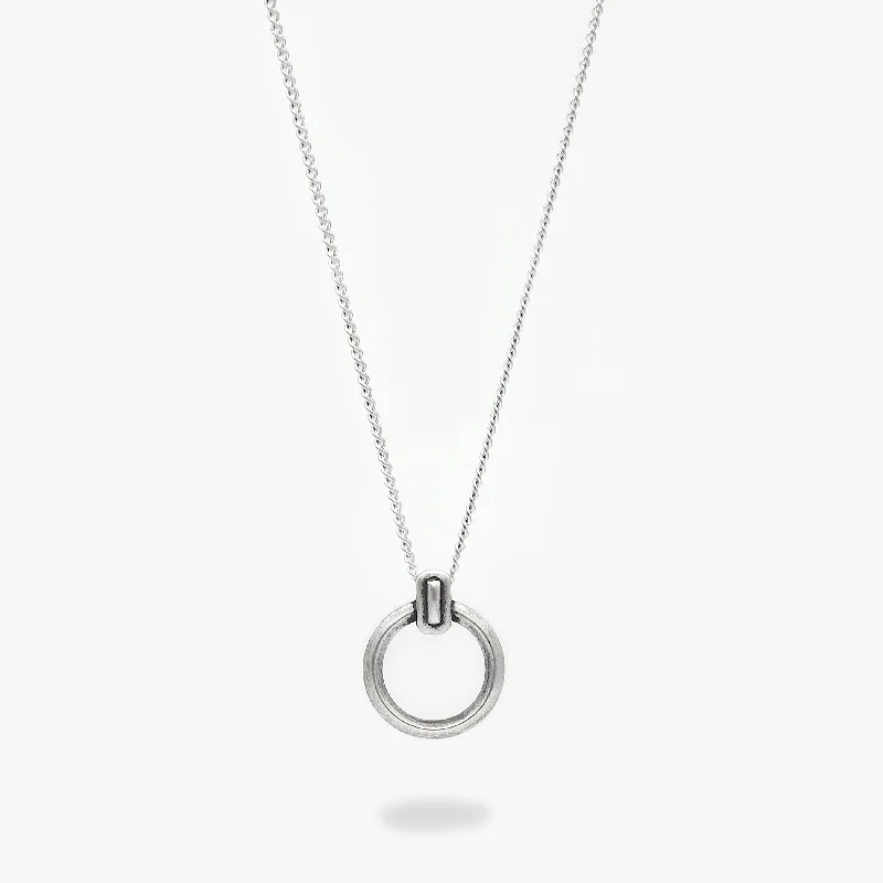 Brushed Sterling Silver Ring Necklace