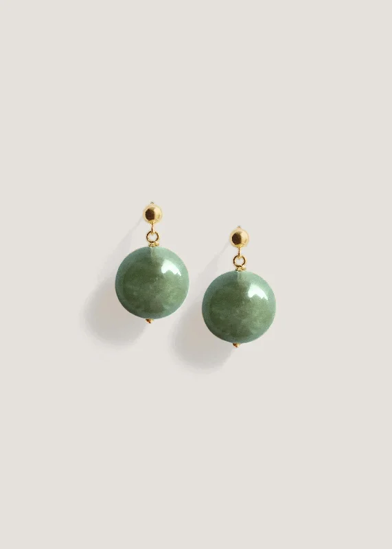 Thin Gold Bangle Celeste Drop Earrings Green Quartz