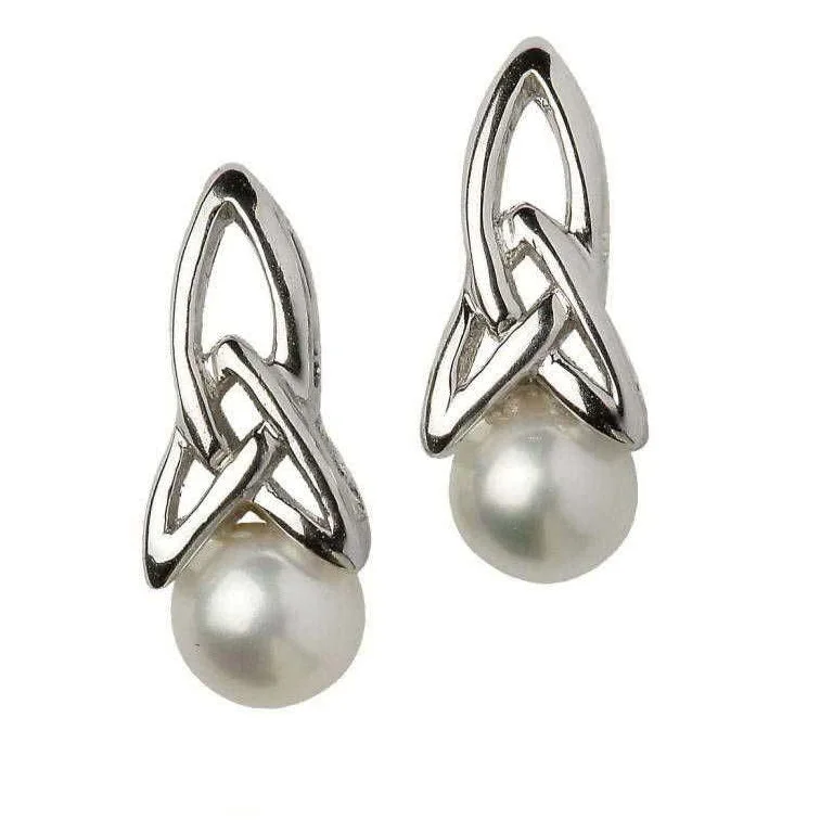 Celtic Silver Pearl Earrings