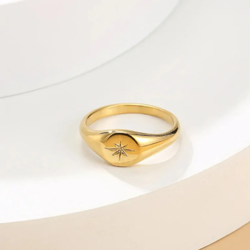 SIGNET STAR  - WATERPROOF 18K GOLD RING