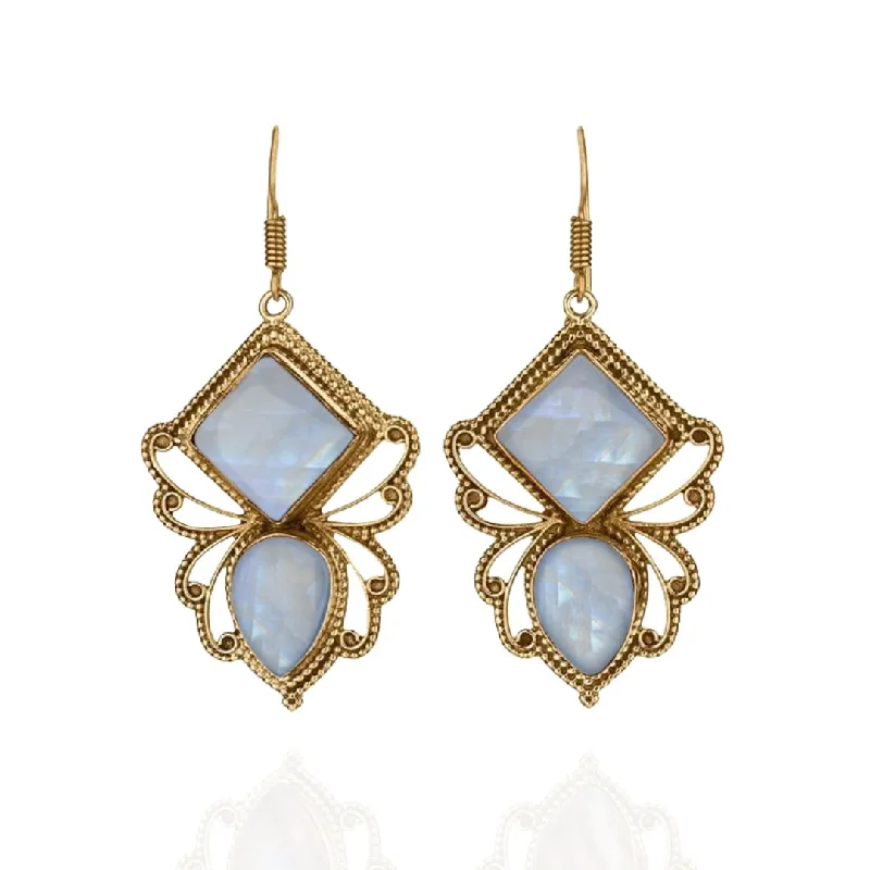 Crystal Bees Moonstone Earrings